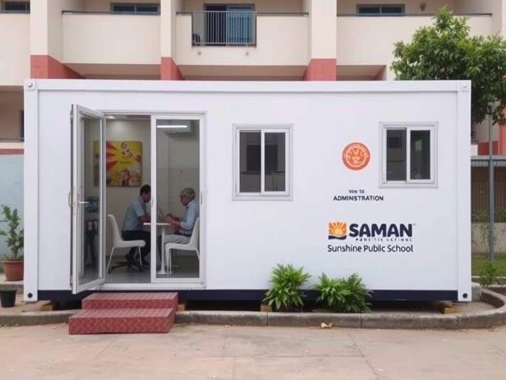 Portable office cabin at Sunshine Public School in Raj Nagar Extension