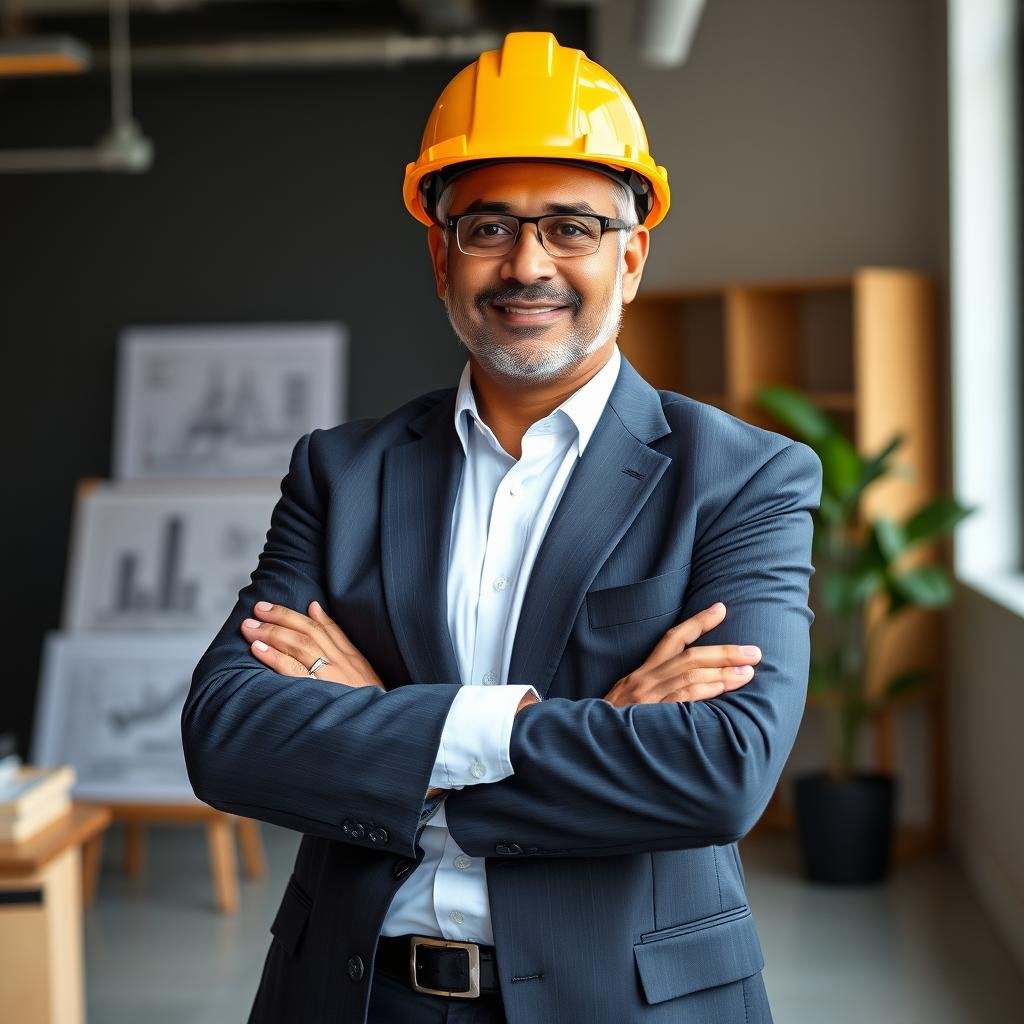 Portrait of a construction company owner who deployed SAMAN's labour colonies in Rajouri Garden