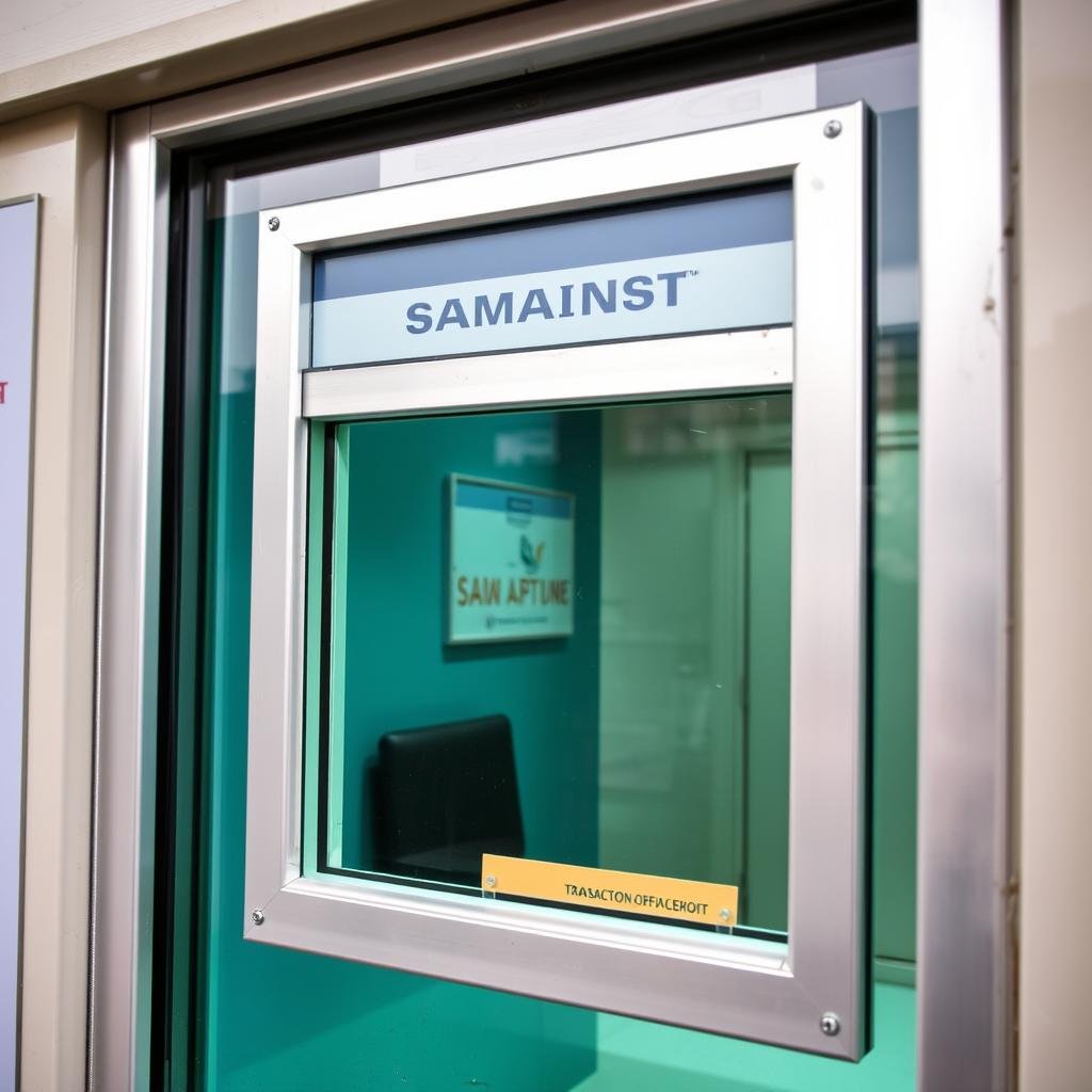 Public service window feature in portable office cabin