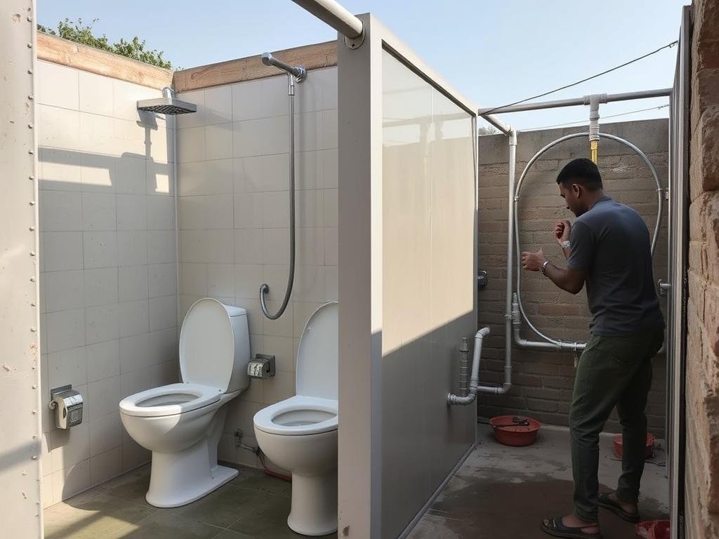 Sanitation block setup as part of East Delhi colony