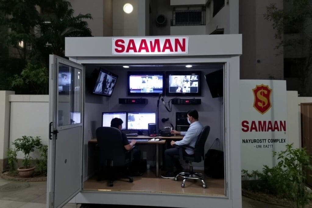Security command post in Indirapuram residential complex