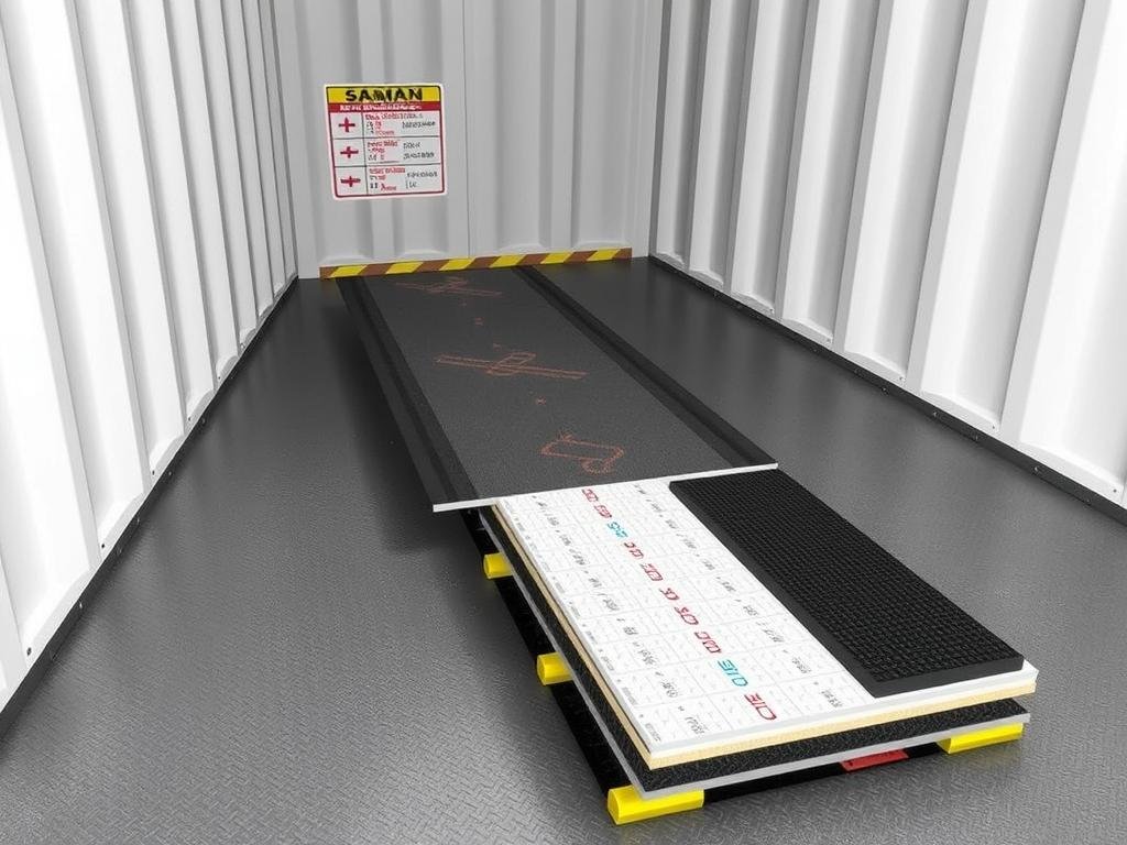 Specialized flooring in container office for heavy equipment in Greater Noida warehouse