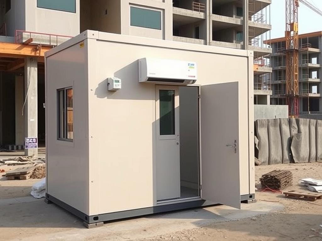 Standard site office cabin at construction project in Gurgaon Standard site office cabin at construction project in Gurgaon