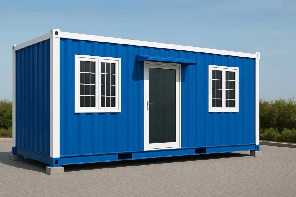 Blue porta cabin exterior