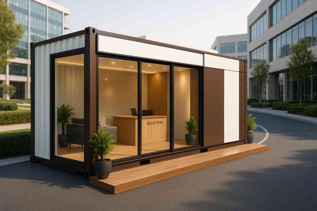 Modular container office at construction site