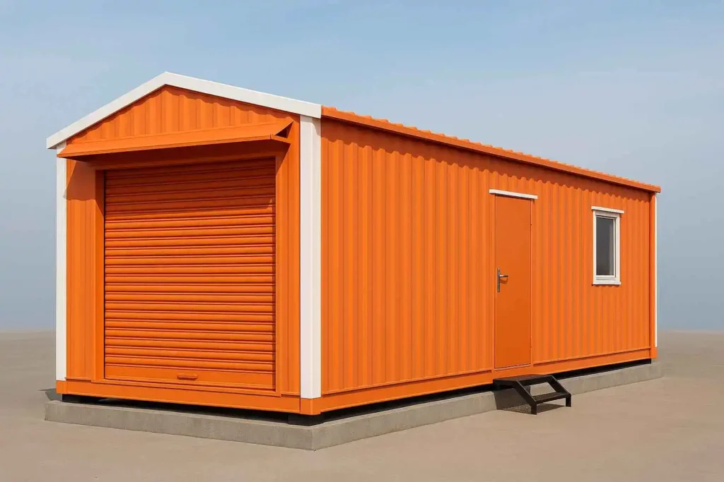 Orange porta cabin storage