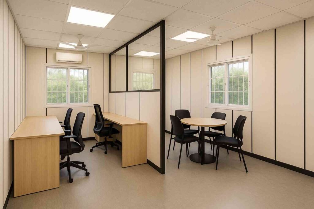 Smart modular container office with tech