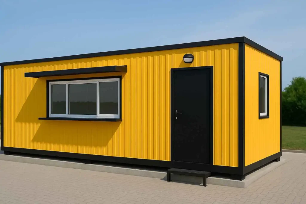 Yellow porta cabin exterior