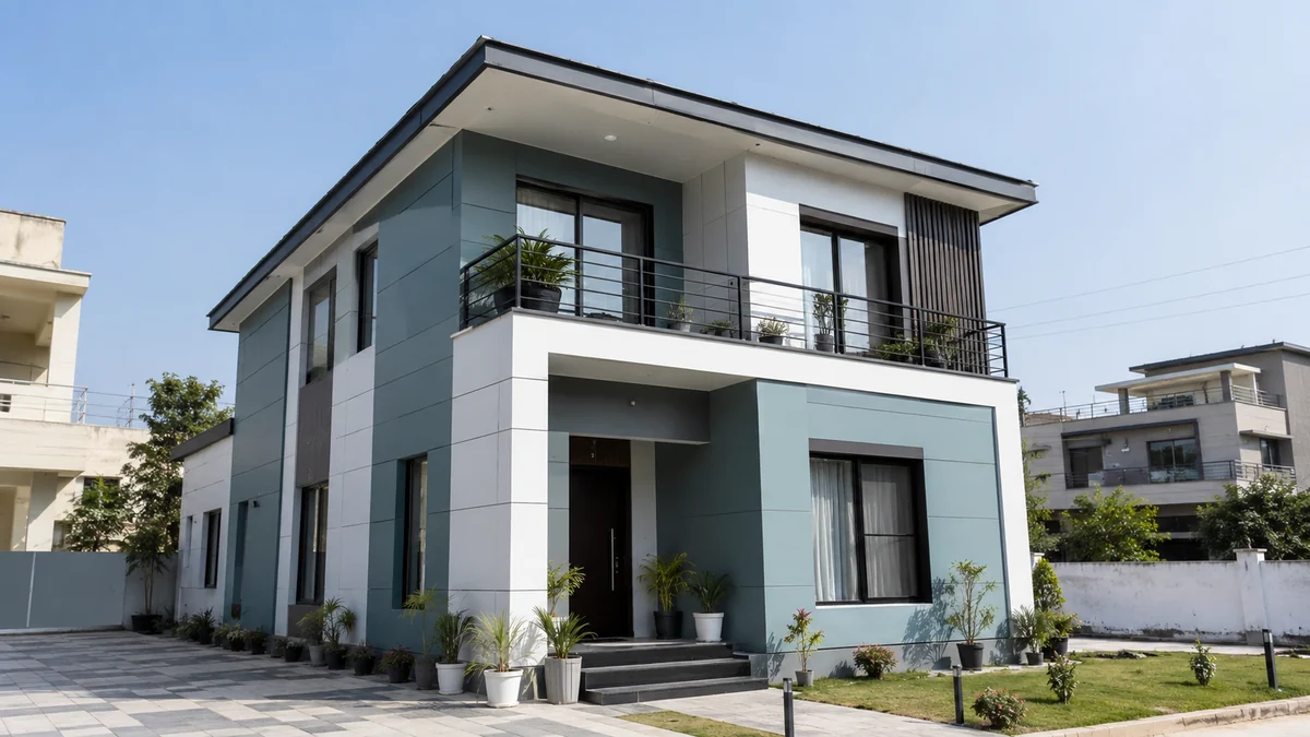New modular prefab villa in Bangalore with multi-BHK layout and balcony