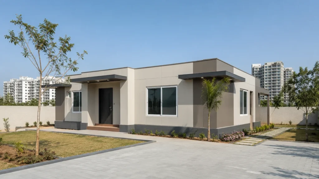New prefabricated house in Bangalore — factory-built modular home on a city plot